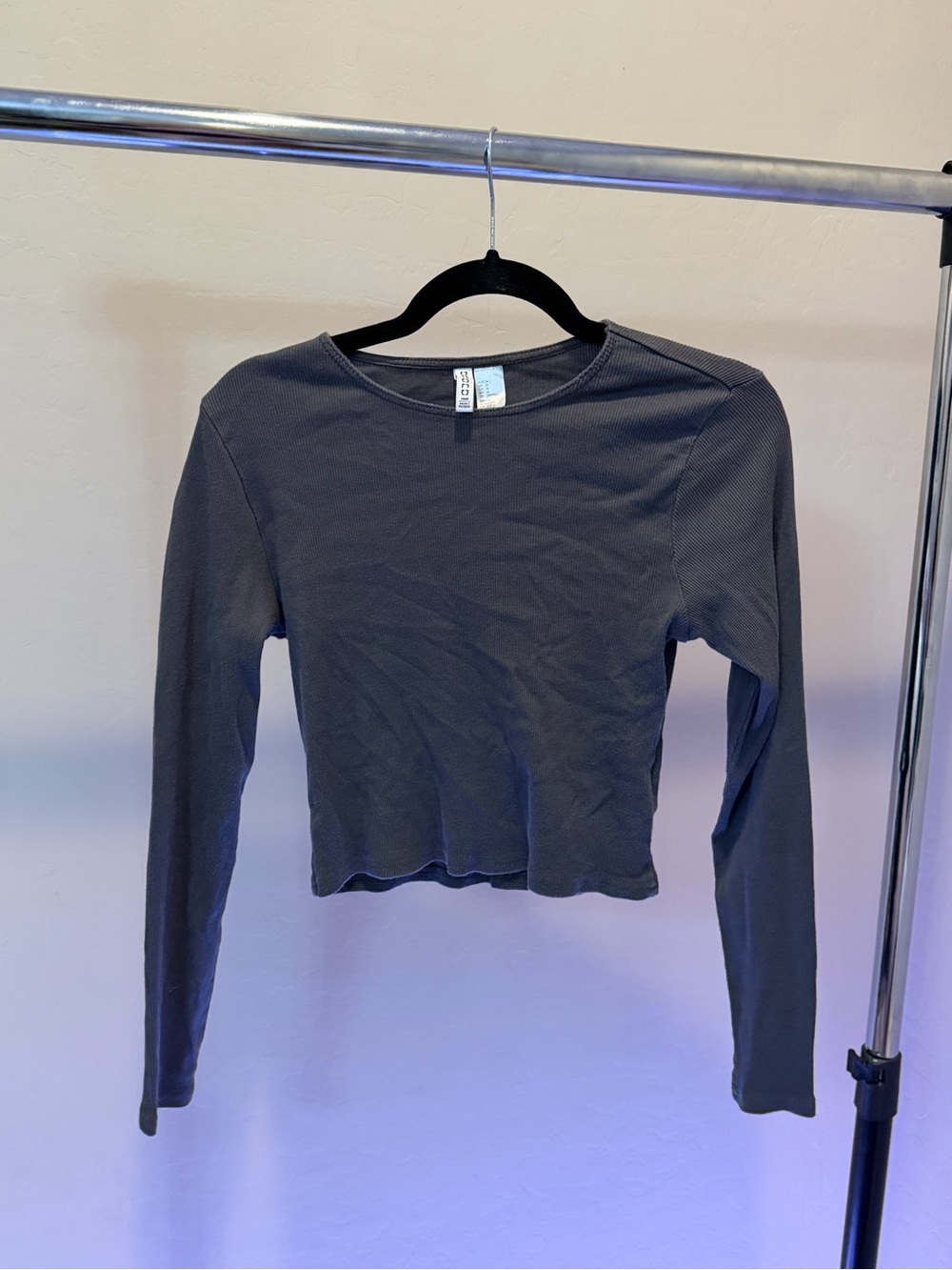 H&M Divided Ribbed Crewneck Sweater - Charcoal